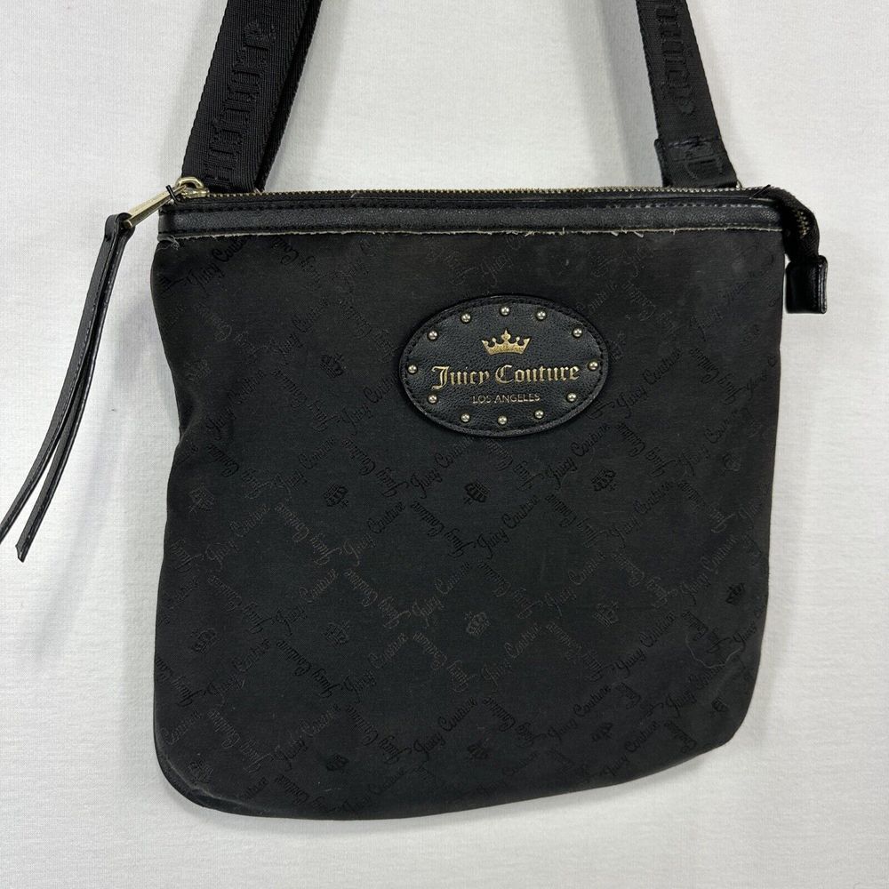 Juicy Couture Black Logo Crossbody Shoulder‎ Handbag Purse Adjustable Strap
